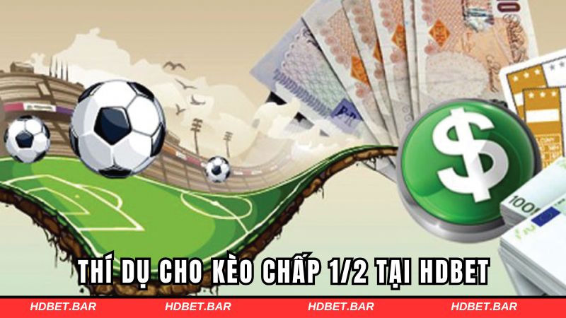 Thí dụ cho kèo chấp 1/2 tại HDBET